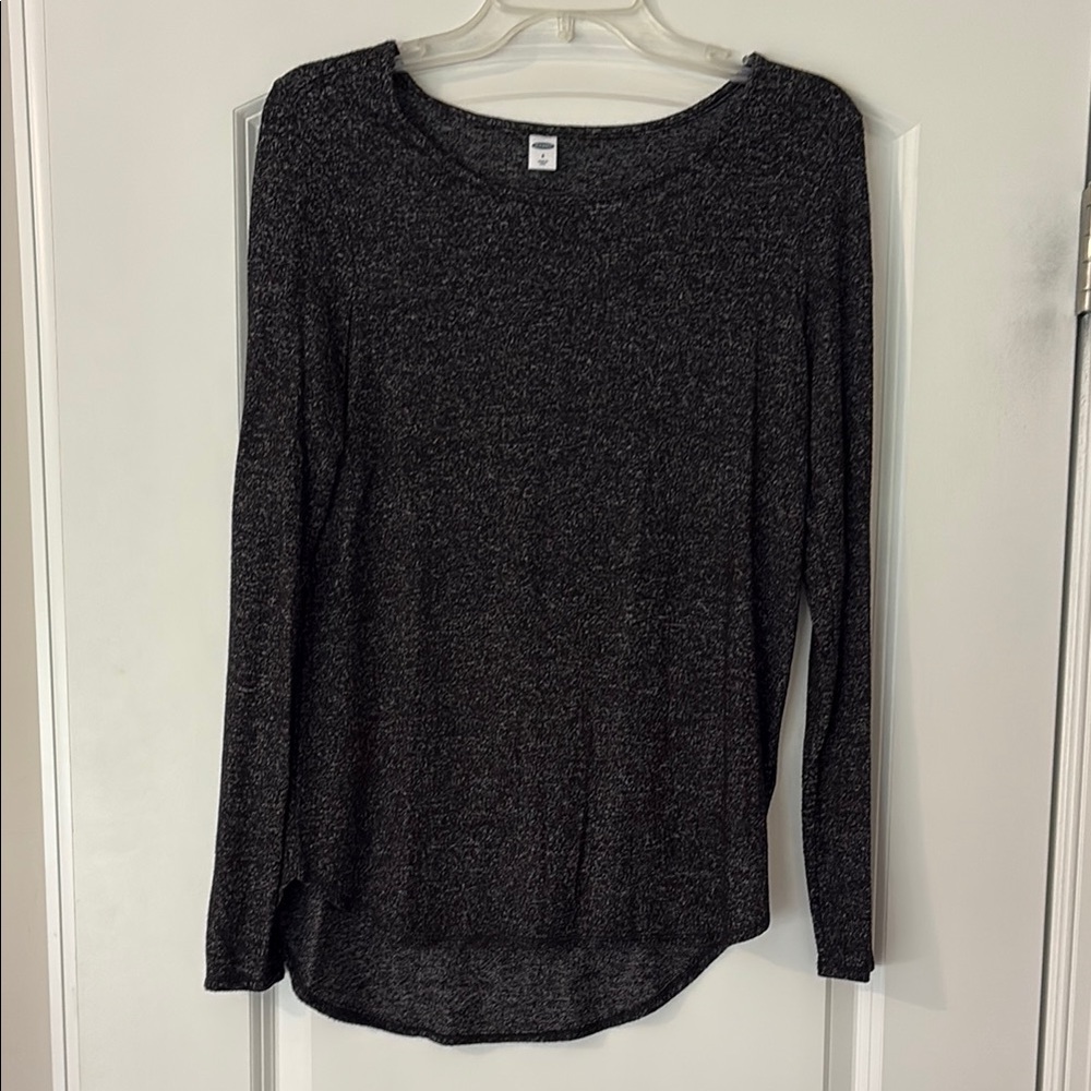 Old Navy Gray Fitted Long Sleeve Blouse
